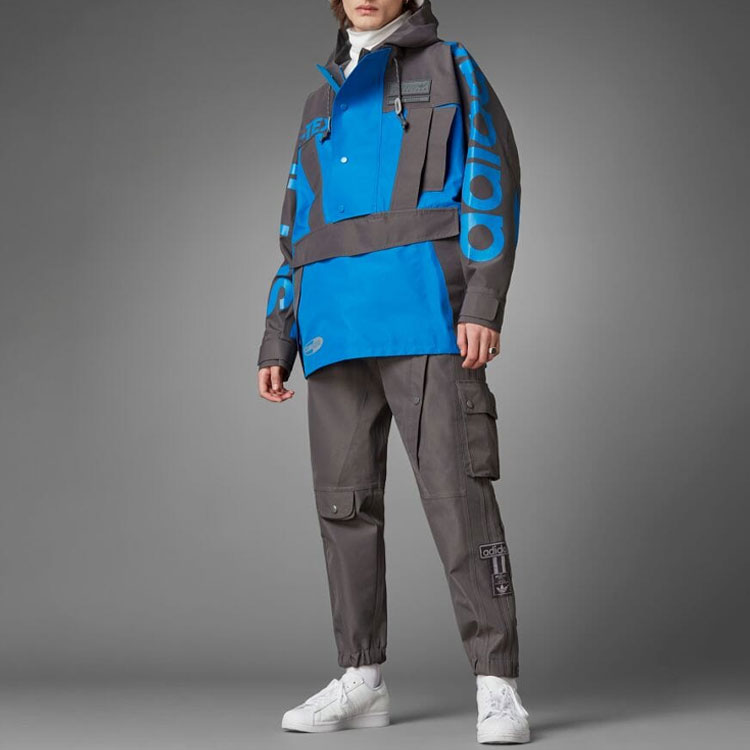 adidas Originals Blue Version Logo Print Hooded Rain Jacket - Blue HD2235 圖 4