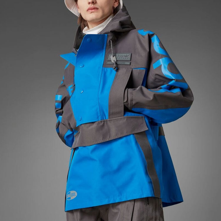 adidas Originals Blue Version Logo Print Hooded Rain Jacket - Blue HD2235 圖 5