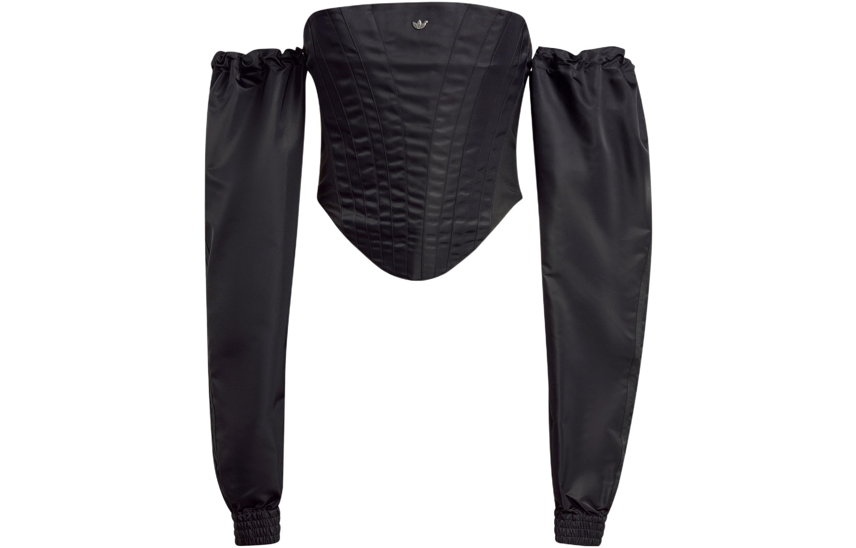 adidas Originals Blue Version Off-Shoulder Long Sleeve Shirt Unisex Black HR3426