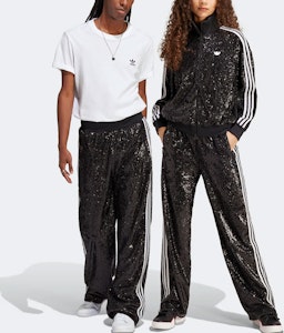 아디다스 오리지널 블루 버전 레트로 니트 트랙 팬츠 시퀸 줄무늬 유니섹스. HM2053 Lookbook 아디다스 오리지널 블루 버전 레트로 니트 트랙 팬츠 시퀸 줄무늬 유니섹스. HM2053