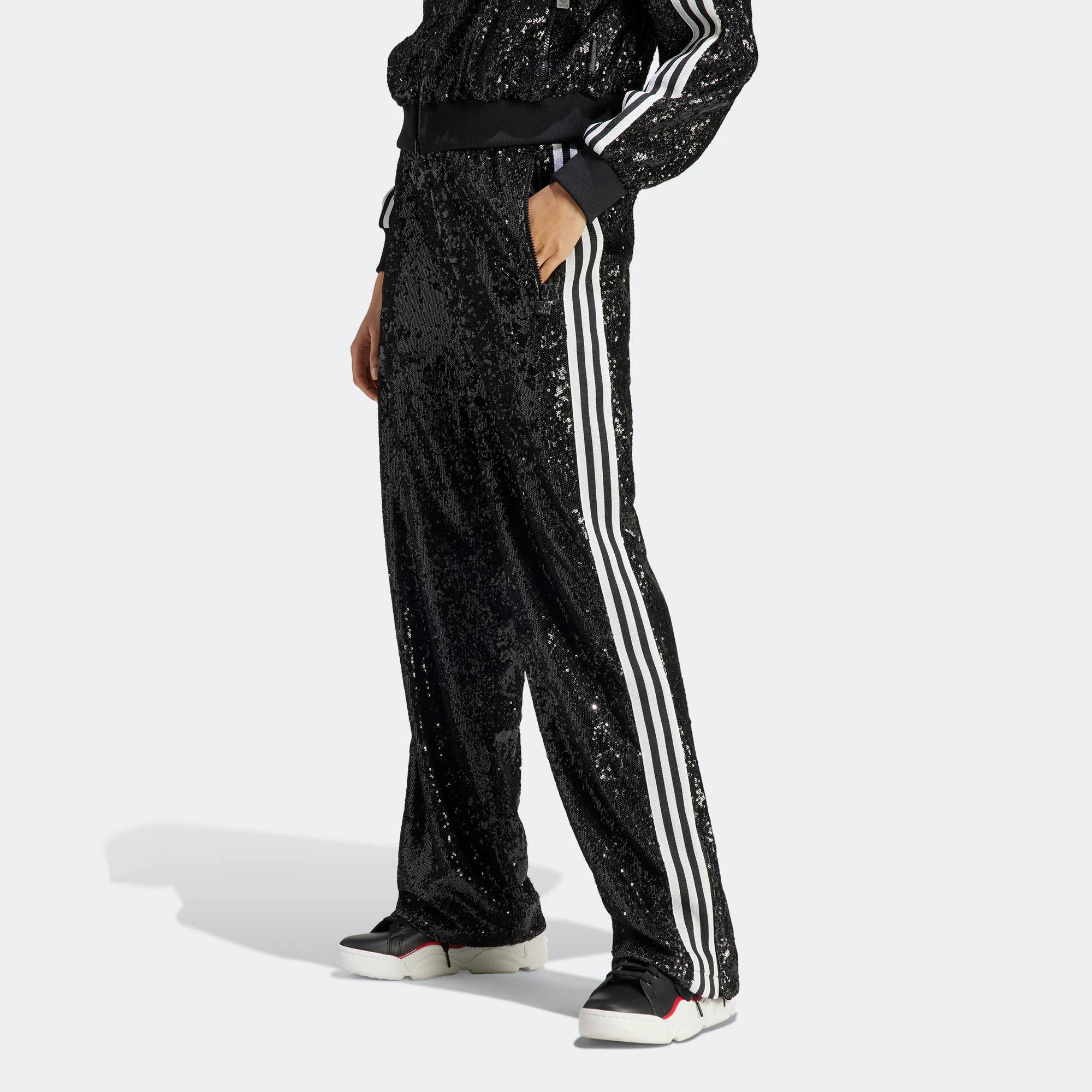 Details for adidas Originals 藍色復古亮片條紋針織運動長褲-Unisex. HM2053