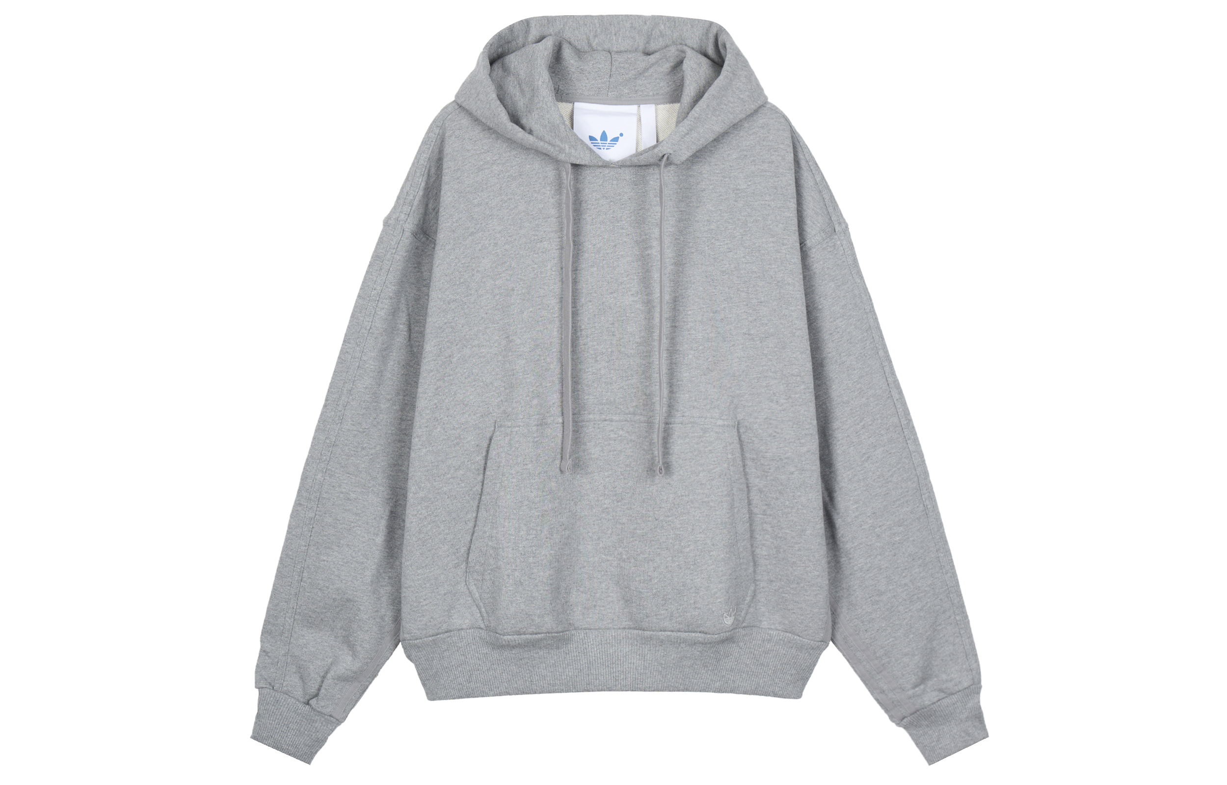 adidas Originals Blue Version Striped Logo Hoodie Grey HM5116