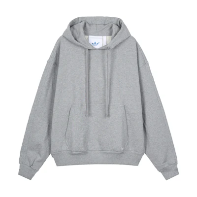 adidas Originals Blue Version Striped Logo Hoodie Grey HM5116