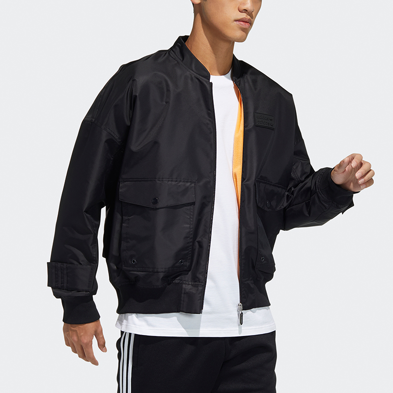 Purchase 阿迪达斯经典款男士黑色多口袋休闲飞行夹克 H07081
