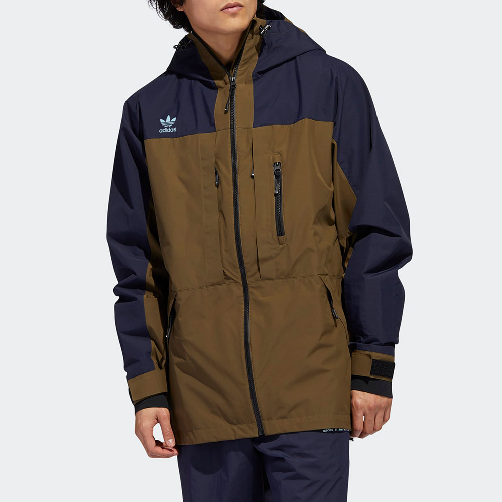 Adidas Originals Brown GTX Colorblock Hooded Windbreaker Jacket FJ7584 圖 3