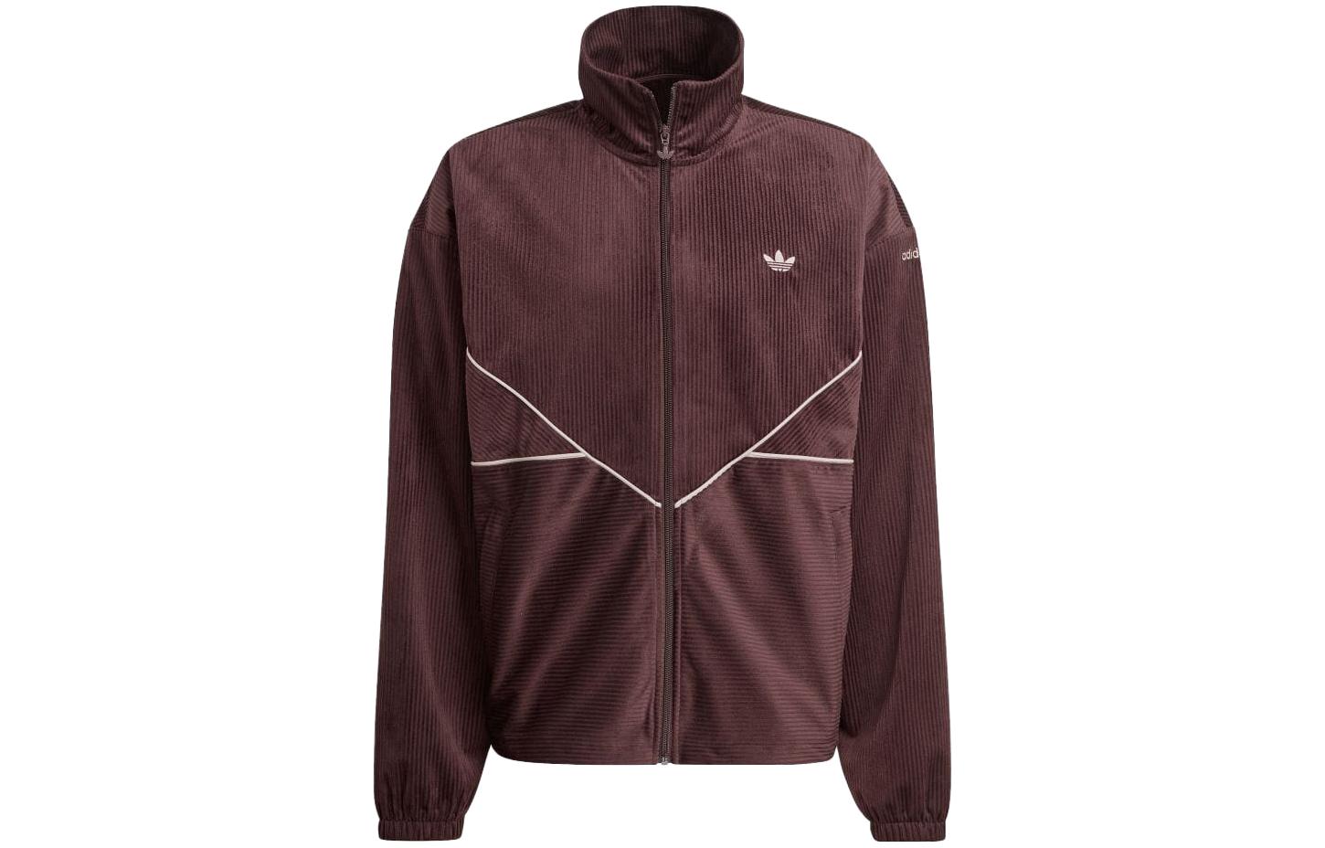 Buy adidas Originals Jaket Track Coklat Retro Garis dengan Kerah Resleting II5787