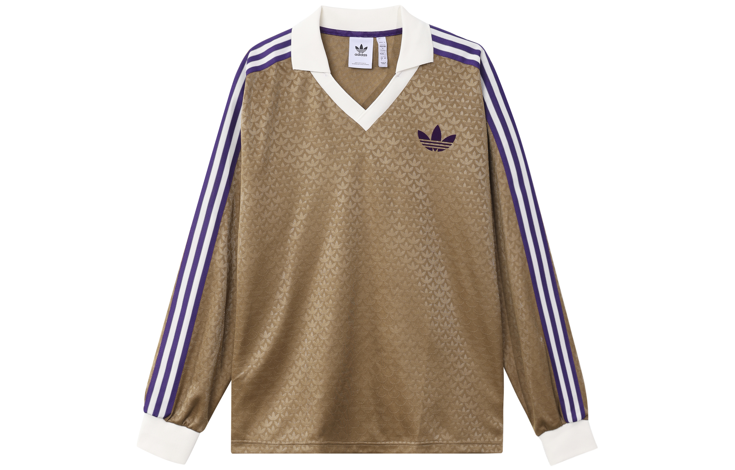 Order adidas Originals Brown Retro V-Neck Long Sleeve T-Shirt with Logo & Side Stripes. IB3438