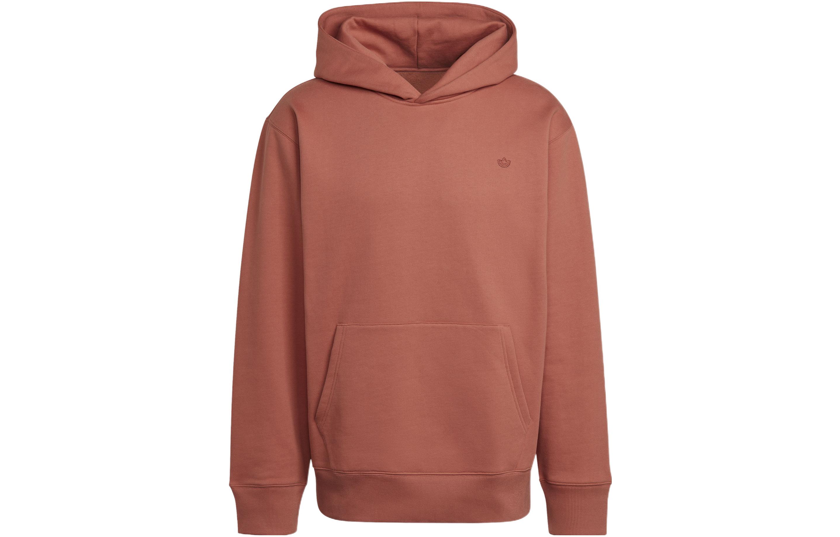 adidas Originals C Hoodie Coffee Brown Pullover with Embroidered Logo HK0316