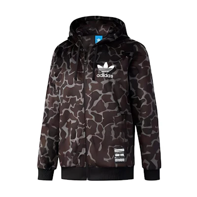 adidas Originals Camo Fleece Lined Hoodie Jacket Winter Dark Brown CD1716