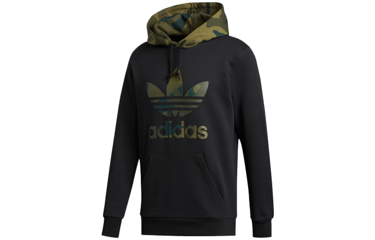 adidas Originals Camo Pullover Hoodie Casual Sweatshirt Black FM3358