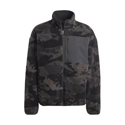 adidas Originals Camo Reversible Fleece Jacket Black Stand Collar Graphics II8174