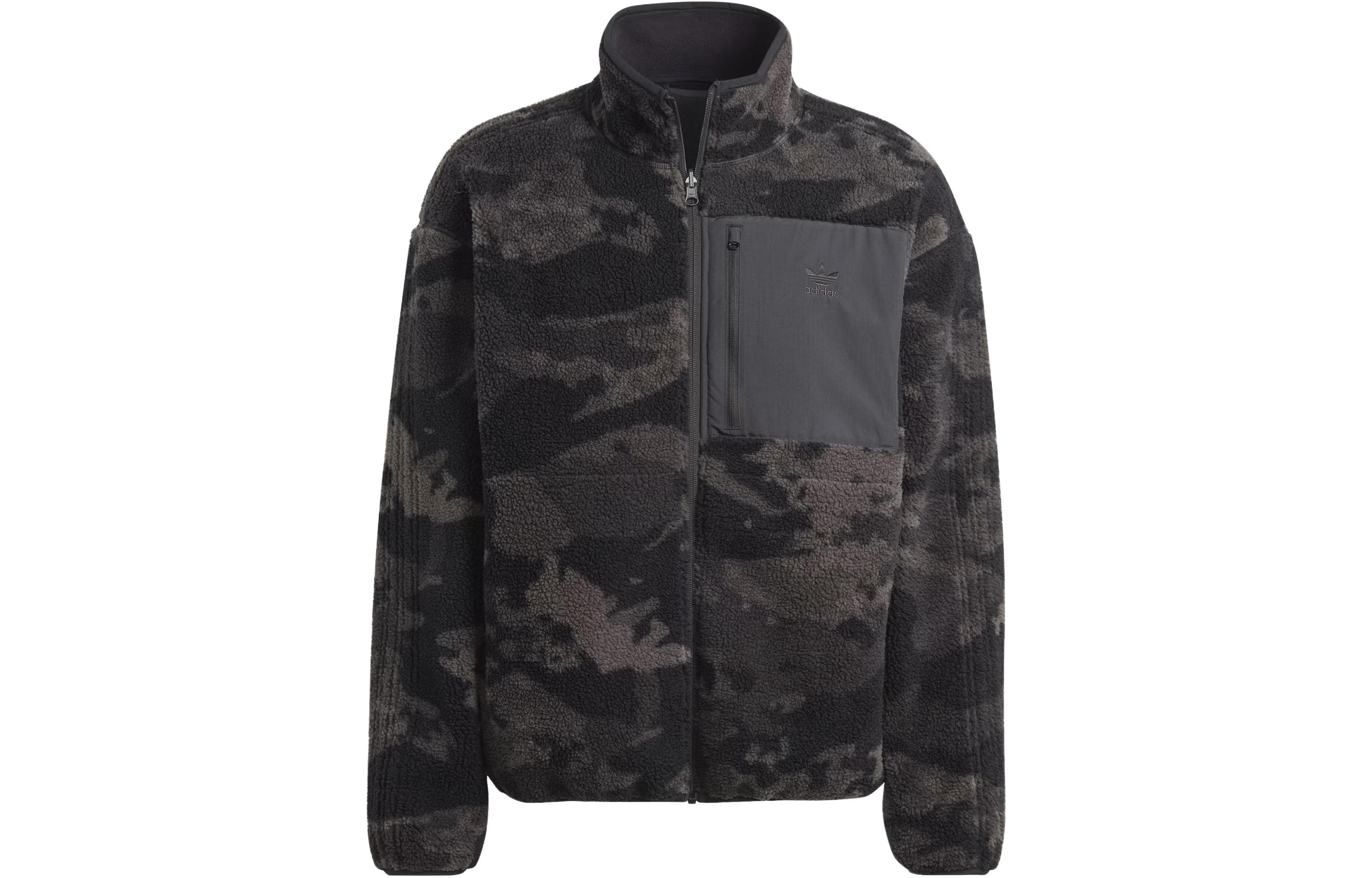 Order adidas Originals Camo Reversible Fleece Jacket Black Stand Collar Graphics II8174