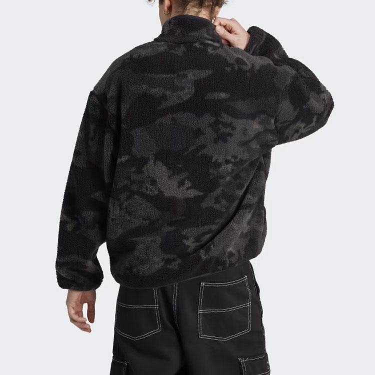 Shop adidas Originals Camo Reversible Fleece Jacket Black Stand Collar Graphics II8174