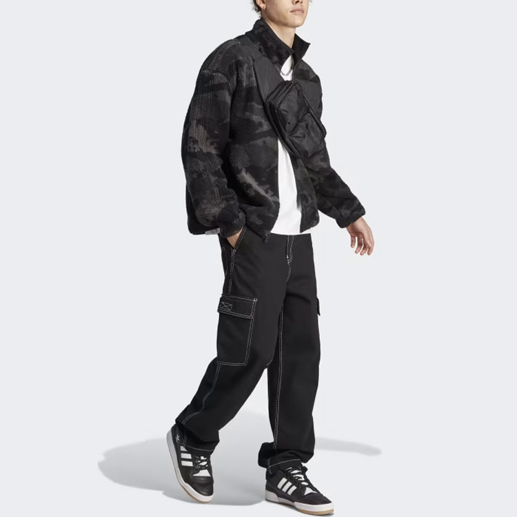 Purchase adidas Originals Camo Reversible Fleece Jacket Black Stand Collar Graphics II8174