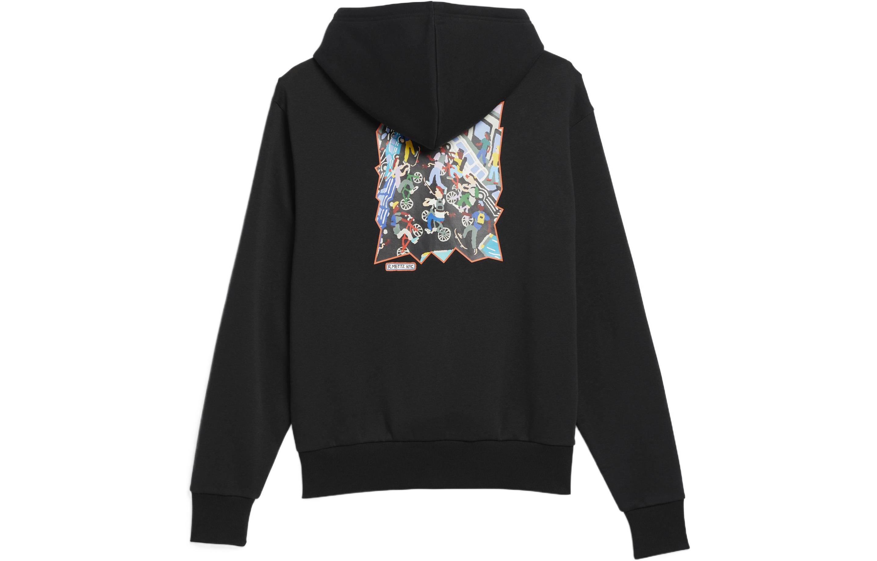 adidas Originals Cartoon Logo Graphic Hoodie Unisex - Black HM9358
