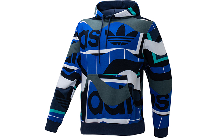 adidas Originals CATALOG AOP Colorblock Hoodie Tech Indigo Blue - FM1569
