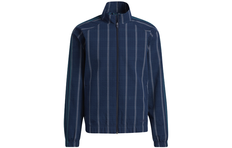 adidas Originals Checked Navy Blue Track Jacket with Stand Collar GN3794