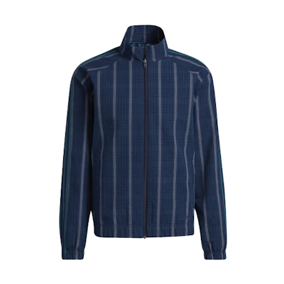 adidas Originals Checked Navy Blue Track Jacket with Stand Collar GN3794