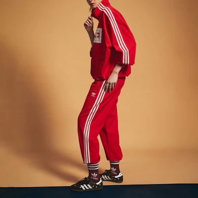 adidas Originals China Exclusive Red Track Jacket Unisex with Three Stripes Print IR5762 Details for adidas Originals China Exclusive Red Track Jacket Unisex with Three Stripes Print IR5762