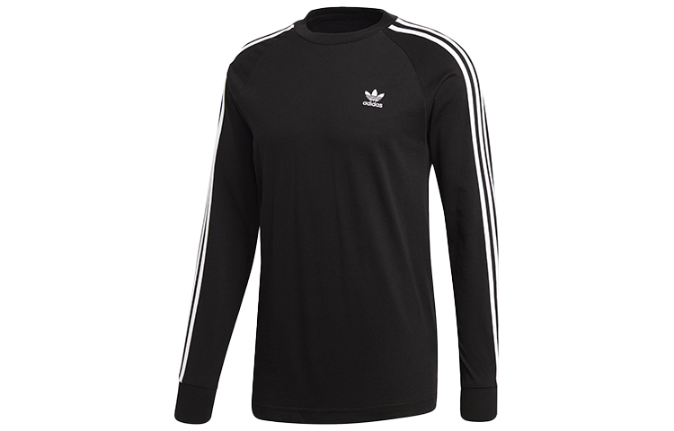 adidas Originals Classic 3-Stripes Crewneck Long Sleeve Sweatshirt Black Men DV1560