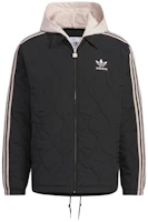 adidas Originals Classic Sport Hooded Puffer Jacket Black Embroidered Stripes IW6284 adidas Originals Classic Sport Hooded Puffer Jacket Black Embroidered Stripes IW6284