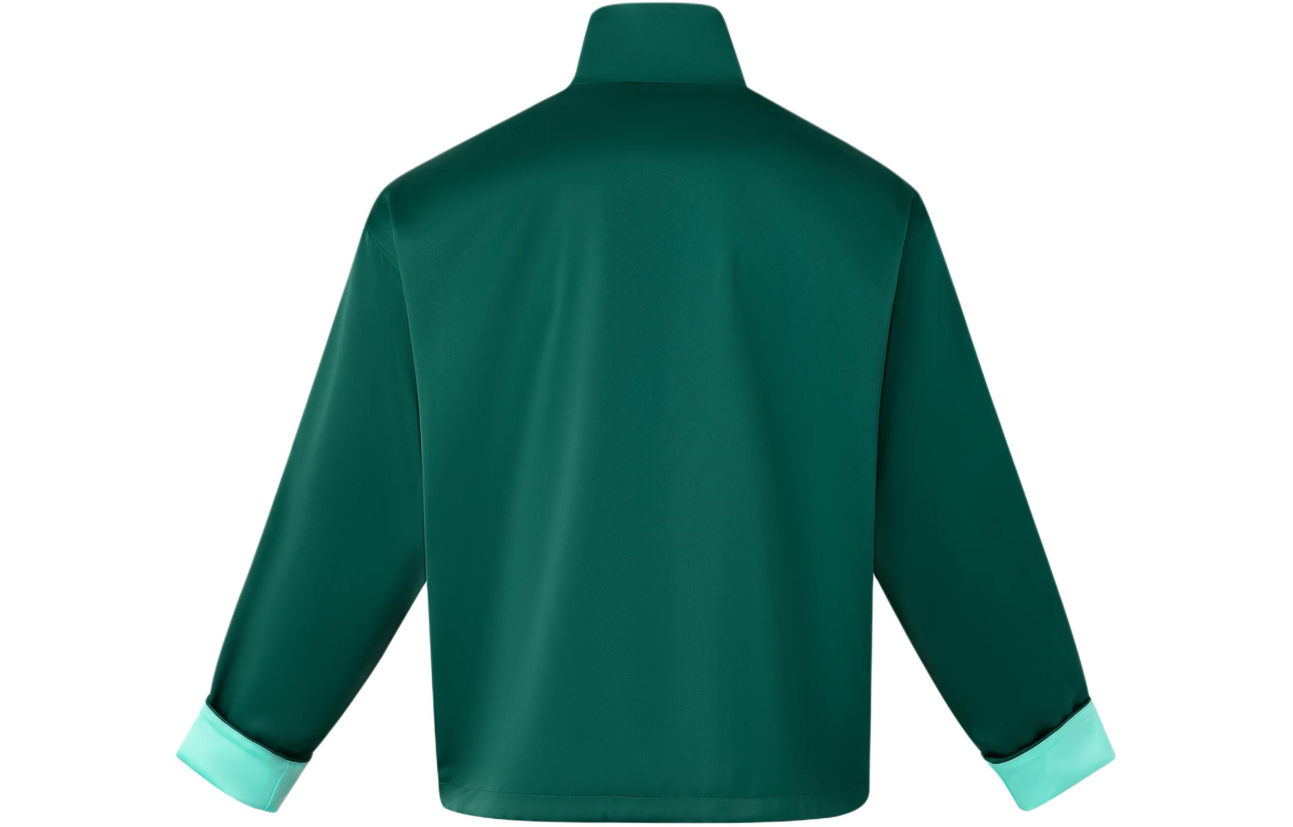 Lookbook adidas Originals Jaket Satin Mandarin Collar Hijau Hutan Unisex. JD3381