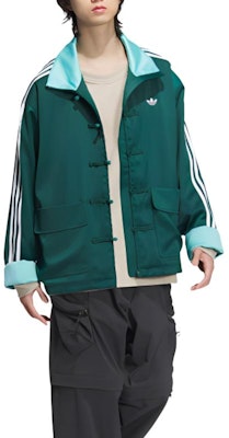 adidas Originals Jaket Satin Mandarin Collar Hijau Hutan Unisex. JD3381 Shop adidas Originals Jaket Satin Mandarin Collar Hijau Hutan Unisex. JD3381