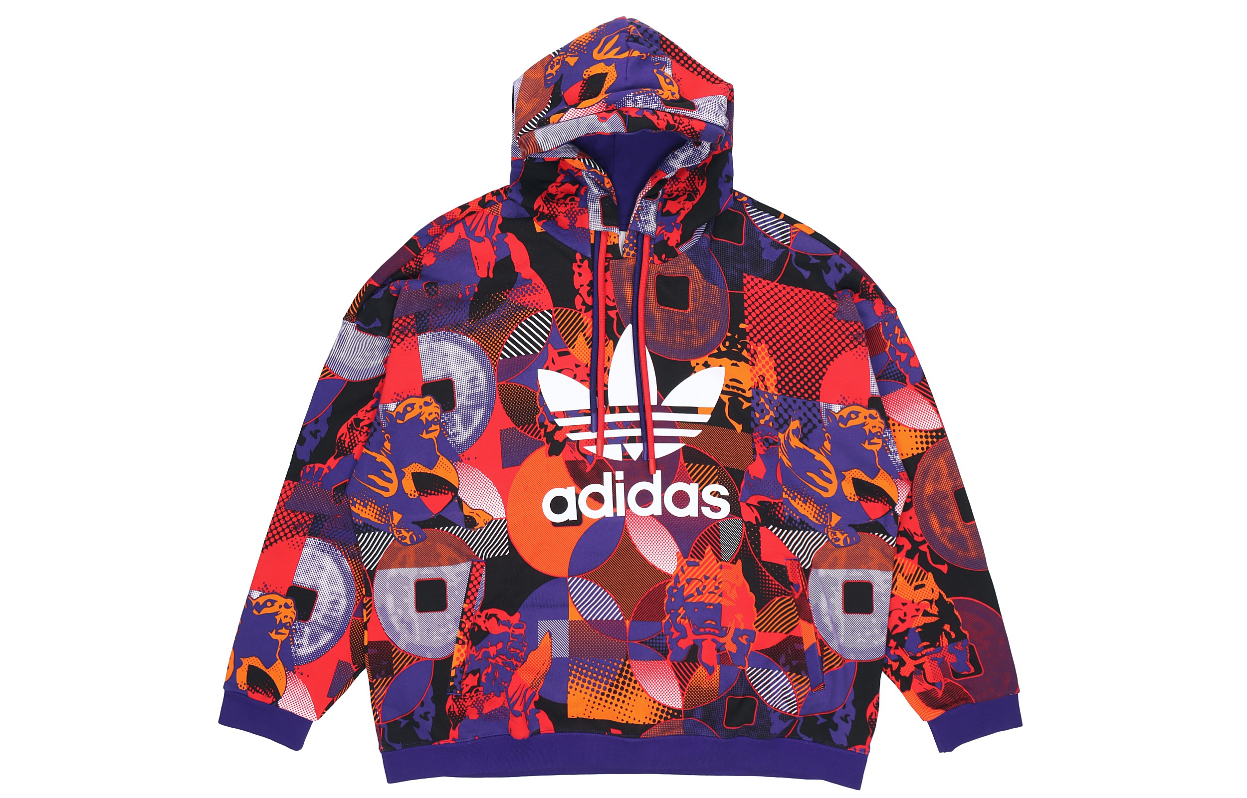 adidas Originals CNY Hoodie Pullover - Collegiate Purple Colorblock Design GN5448