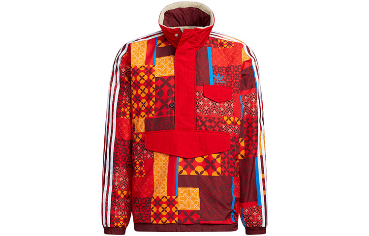 adidas Originals CNY Reversible Fleece Logo Jacket Red Mens Winter Wear HD0317