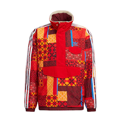 adidas Originals CNY Reversible Fleece Logo Jacket Red Mens Winter Wear HD0317