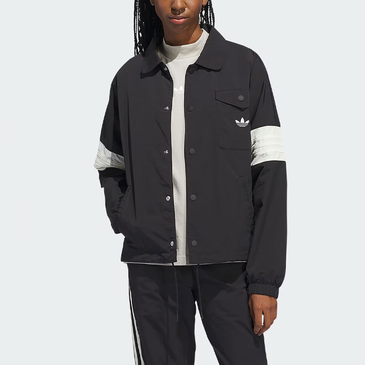 Sizing adidas Originals 黑色拼接教練外套 長袖男女款外套 IM9646