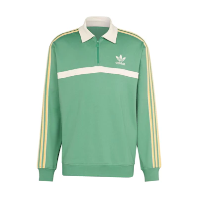 adidas Originals Collared Retro Green 3-Stripes Half-Zip Sweatshirt IS4364