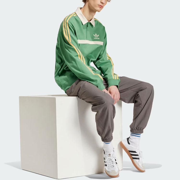Lookbook adidas Originals 復古綠三線半拉鍊翻領運動衫 IS4364