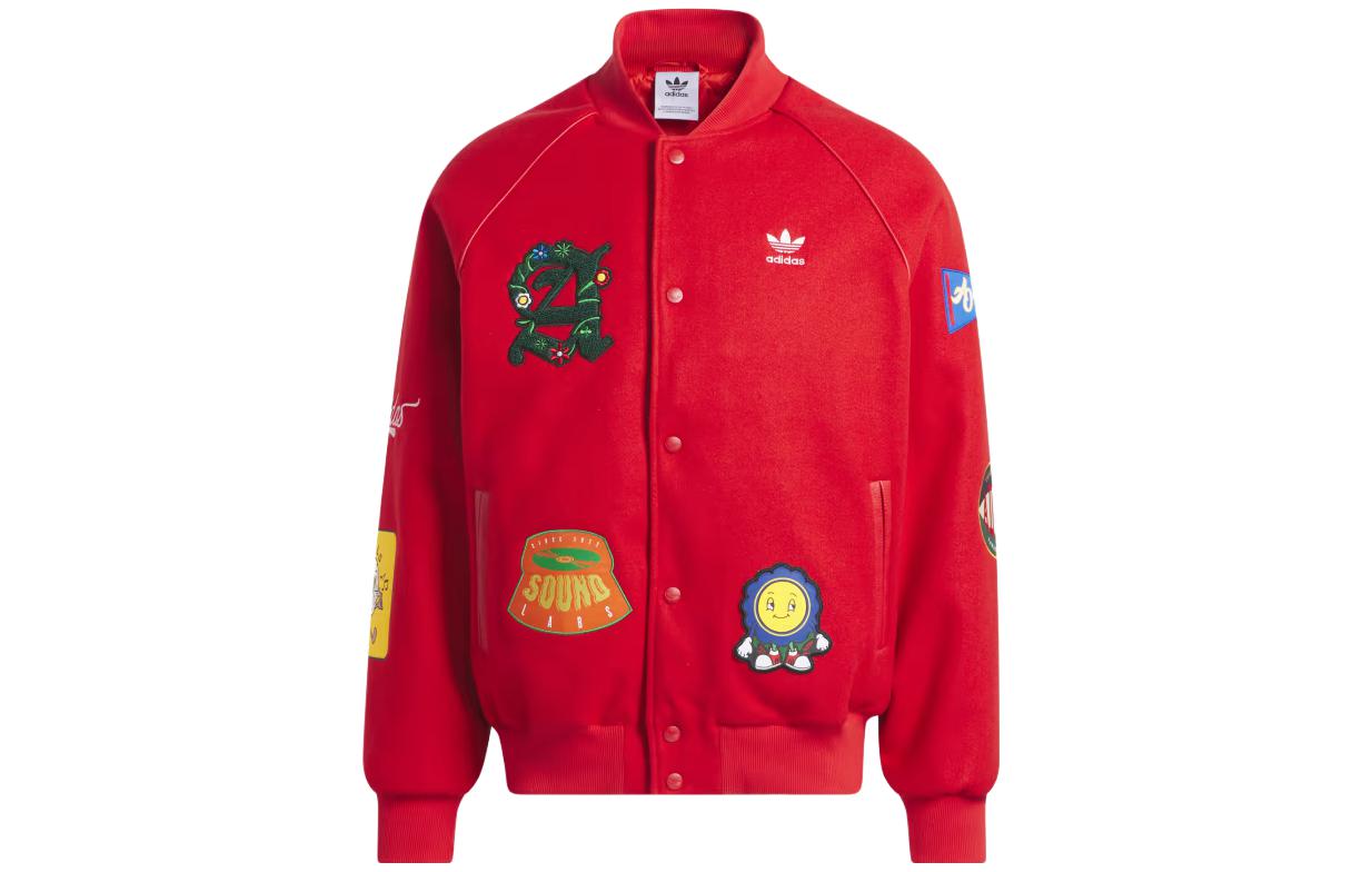 adidas Originals Collegiate Badge SST Letterman Jacket Red  Cartoon Print. IT6357