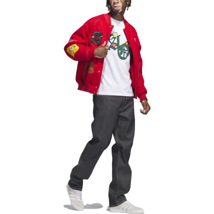 adidas Originals Collegiate Badge SST Letterman Jacket Red  Cartoon Print. IT6357 圖 3