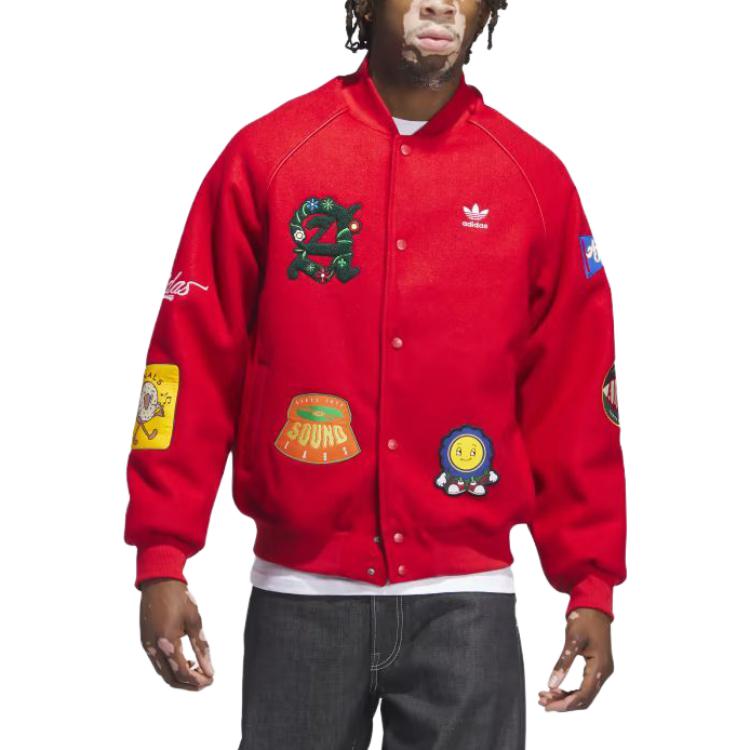 adidas Originals Collegiate Badge SST Letterman Jacket Red  Cartoon Print. IT6357 圖 4