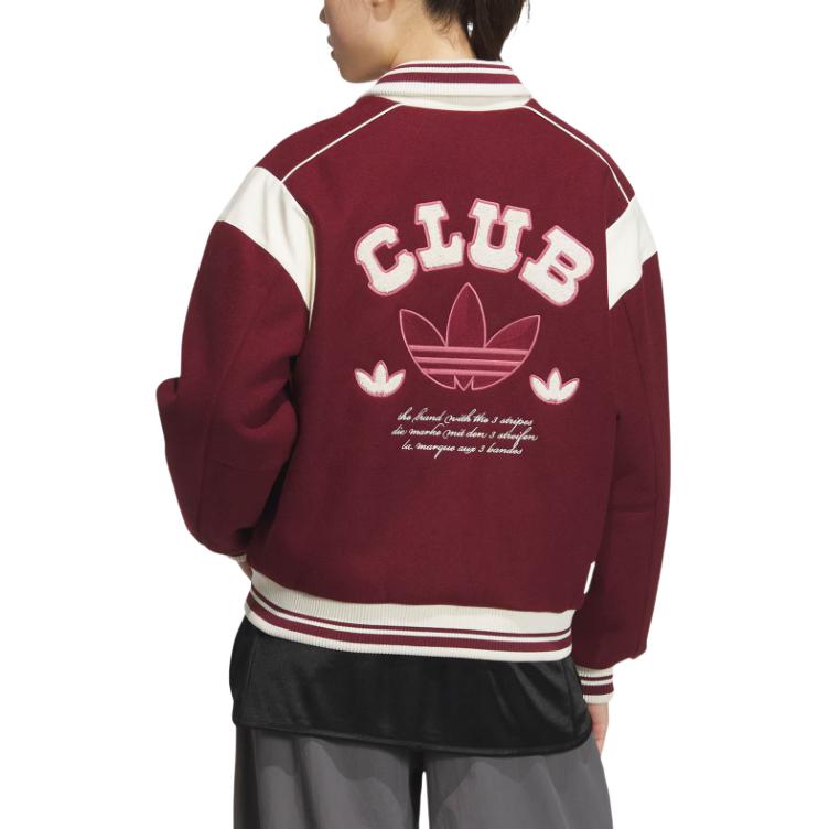 Shop 阿迪达斯经典学院风棒球夹克复古宽松版红白女款 JD6380