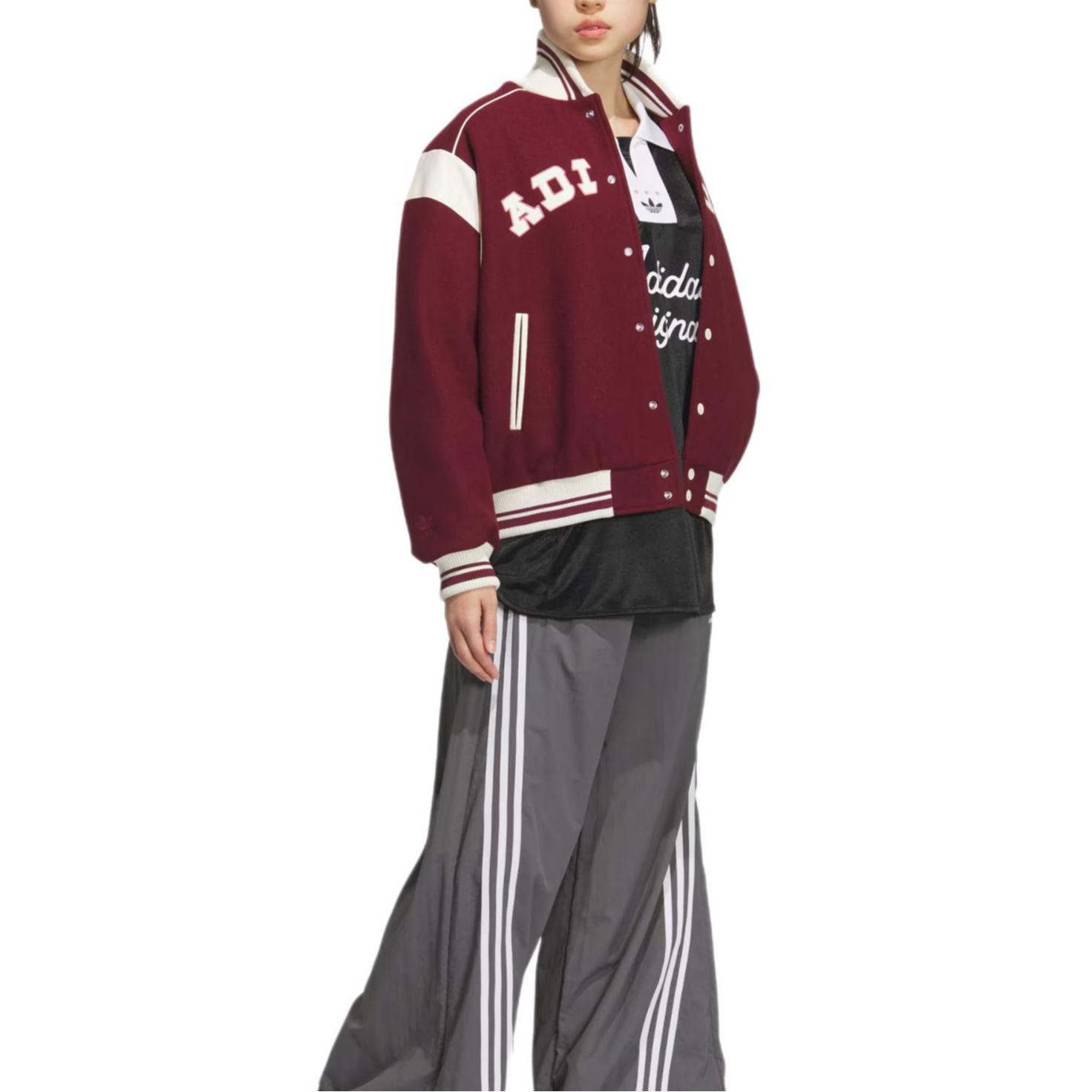 Purchase 阿迪达斯经典学院风棒球夹克复古宽松版红白女款 JD6380