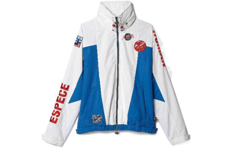 adidas Originals Colorblock Letter Print Zip Jacket  Blue White. BR3151