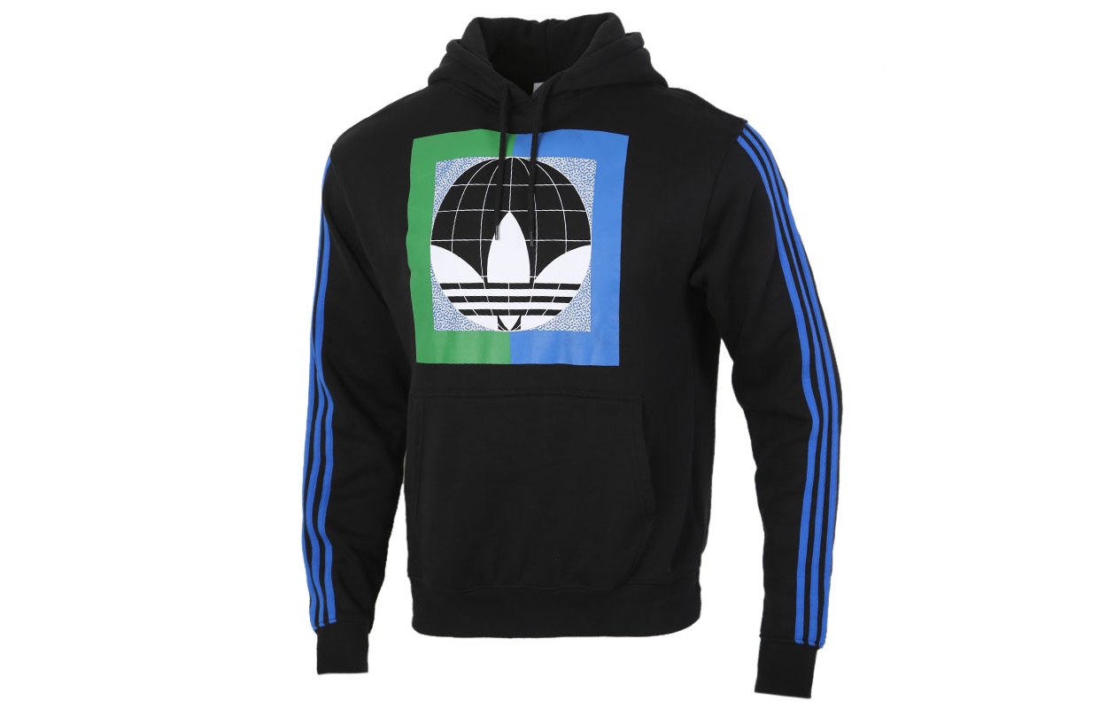 adidas Originals Colorblock Logo Fleece Pullover Hoodie Black GD2117