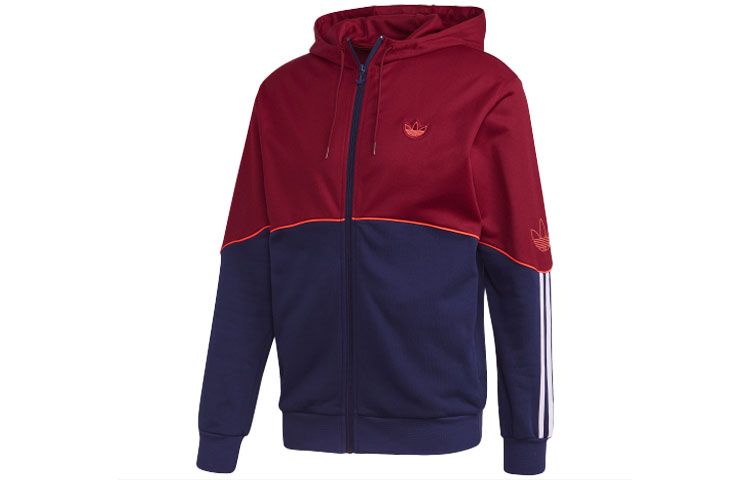 adidas Originals Colorblock Logo Hoodie Jacket - Dark Purple Red FM3870
