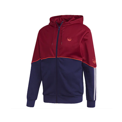 adidas Originals Colorblock Logo Hoodie Jacket - Dark Purple Red FM3870