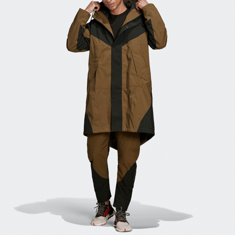 adidas Originals Colorblock Waterproof Breathable Hoodie Jacket Black/Brown ED5680 圖 4