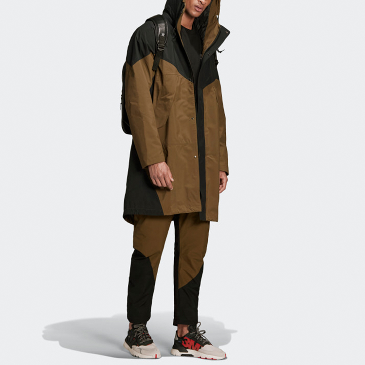 adidas Originals Colorblock Waterproof Breathable Hoodie Jacket Black/Brown ED5680 圖 7