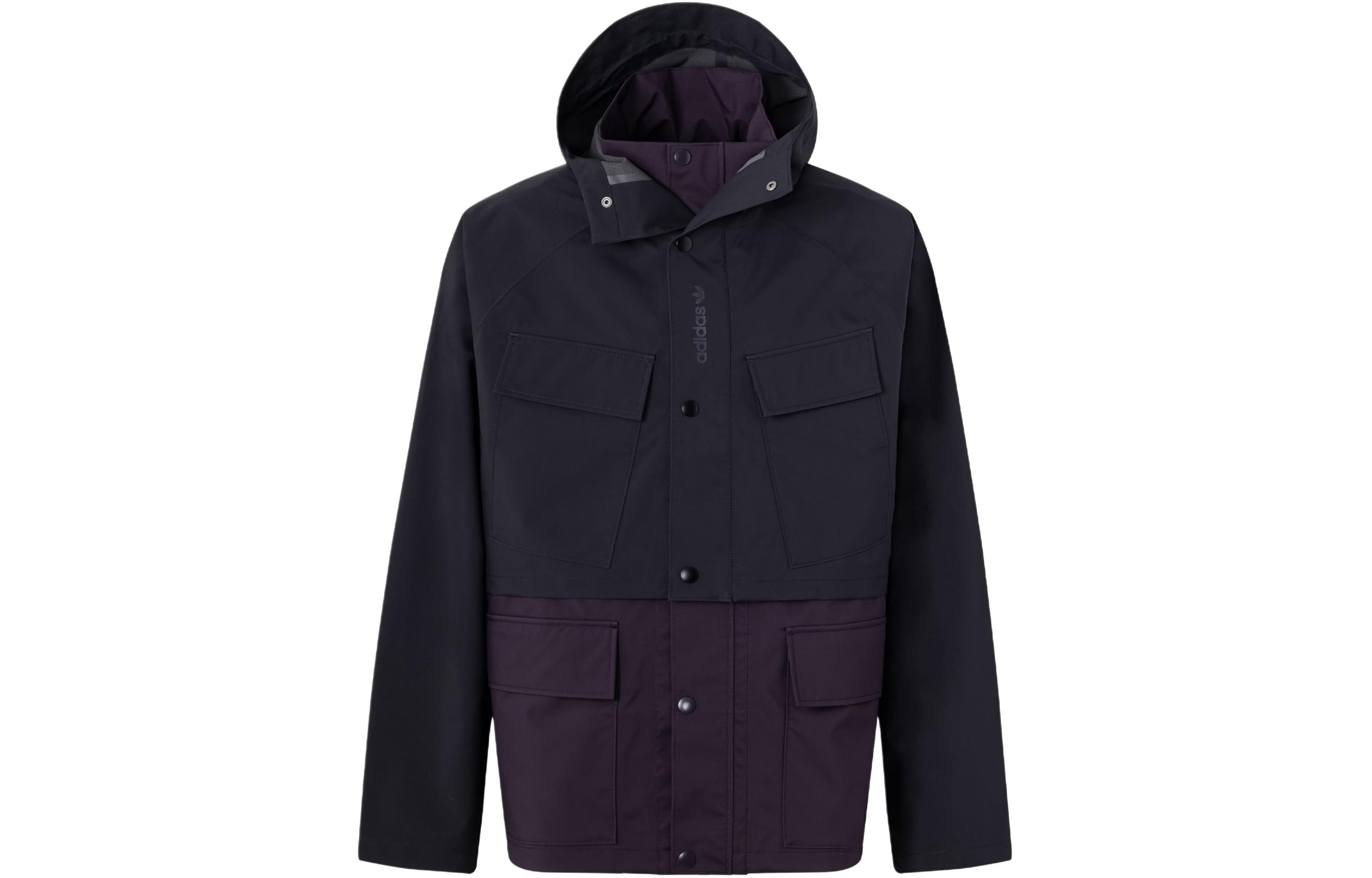 adidas Originals Convertible Full-Zip Shell Jacket Black Purple 2-in-1 JF2866