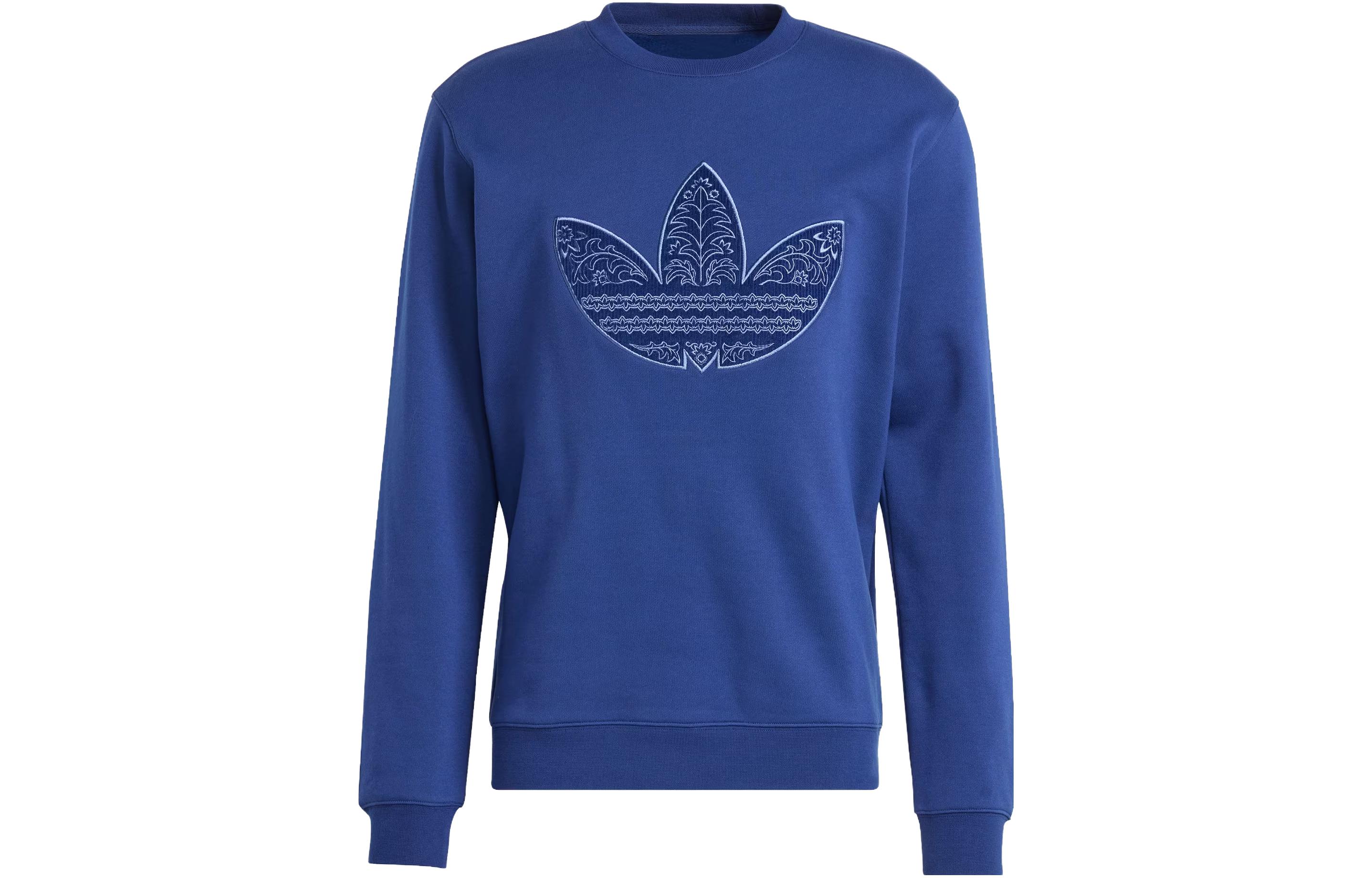 adidas Originals Corduroy Appliqué Logo Retro Sweatshirt Crewneck Navy IS5273