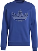 adidas Originals Corduroy Appliqué Logo Retro Sweatshirt Crewneck Navy IS5273