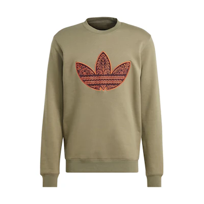 adidas Originals Corduroy Appliqué Logo Sweatshirt Crewneck Olive Green - IS5272