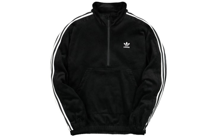 adidas Originals Corduroy Half-Zip Track Jacket Black Retro Style ED6129