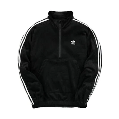 adidas Originals Corduroy Half-Zip Track Jacket Black Retro Style ED6129